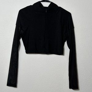 Black Crop zip up shirt